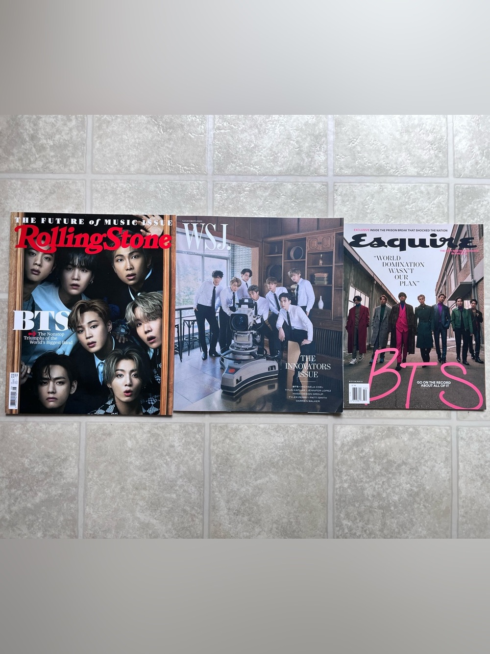 BTS Rolling Stone WSJ and Esquire Magazine Lot of 3